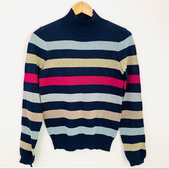 Maison Jules Metallic Stripe Knit Sweater Top - Picture 1 of 5